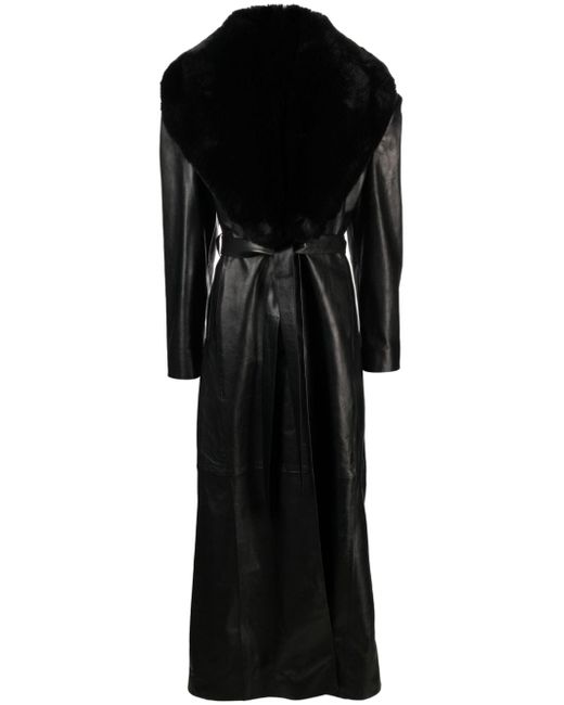 Magda Butrym faux-fur collar leather belted coat