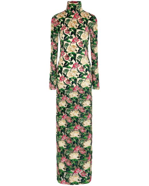 Rabanne floral-print high-neck dress