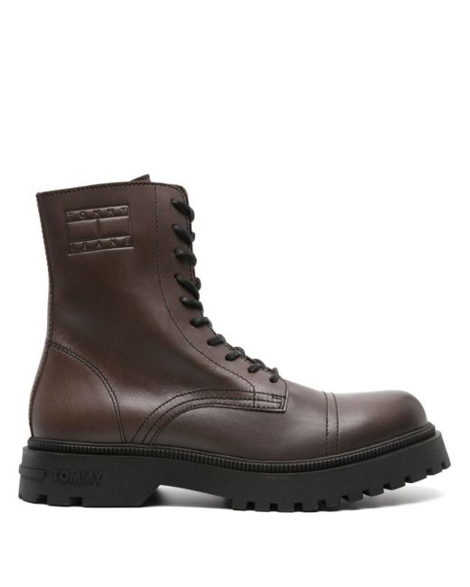 Tommy Jeans logo-debossed leather boots