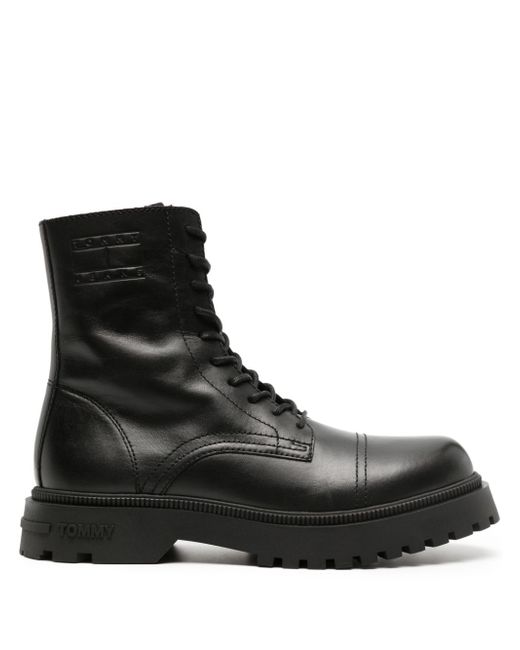 Tommy Jeans logo-debossed ankle leather boots
