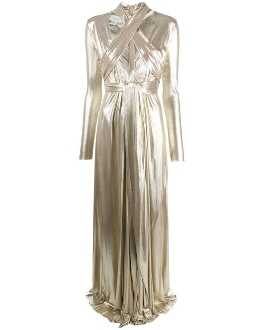 Giambattista Valli draped metallic-finish silk dress