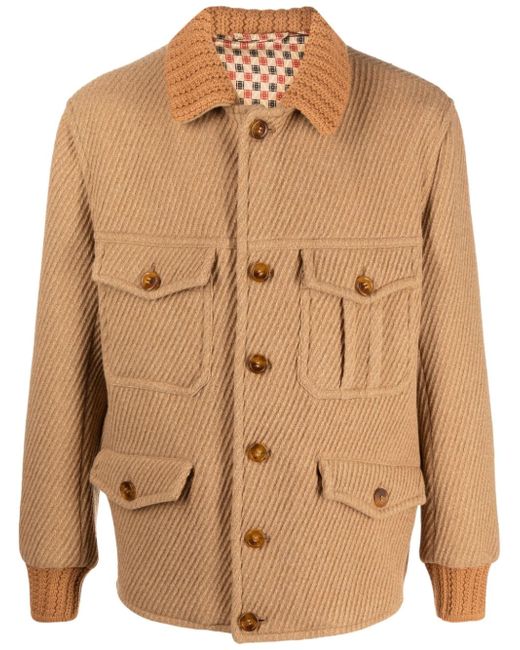 Etro knit-trim button-up jacket