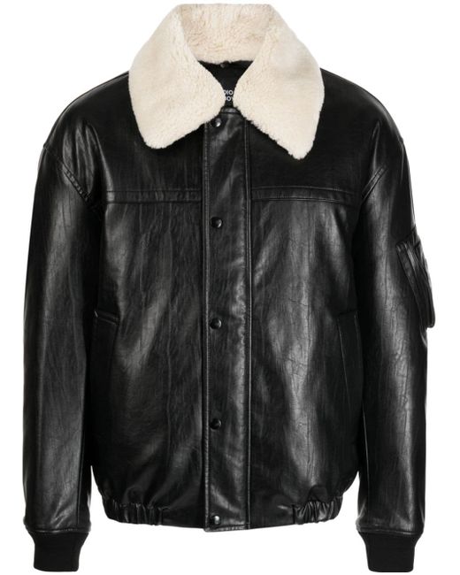 Studio Tomboy detachable-collar faux-leather bomber jacket