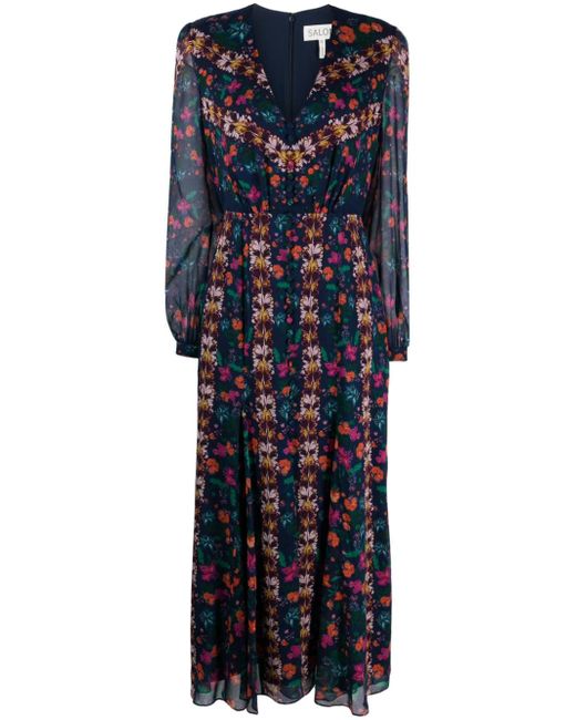 Saloni Annabel floral-print silk long dress