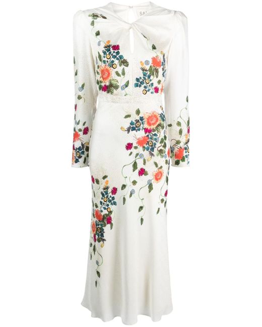 Saloni Claudia flora-print silk dress