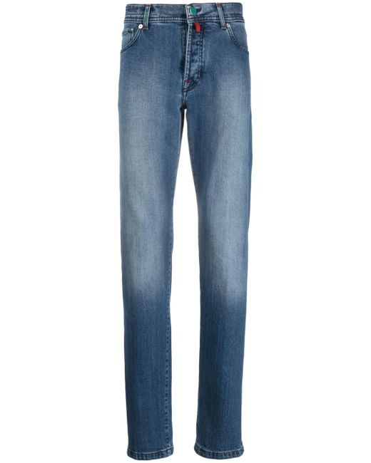 Kiton contrast-stitching mid-rise slim-cut jeans
