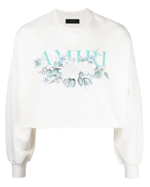 Amiri logo-print raw-cut sweatshirt