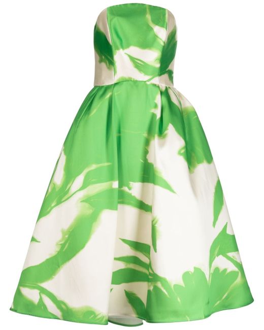 Amsale abstract-print strapless dress
