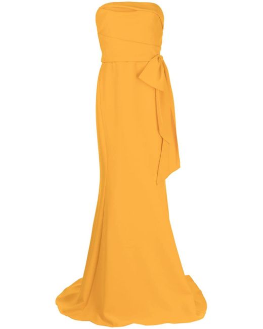 Amsale asymmetric-edge strapless gown