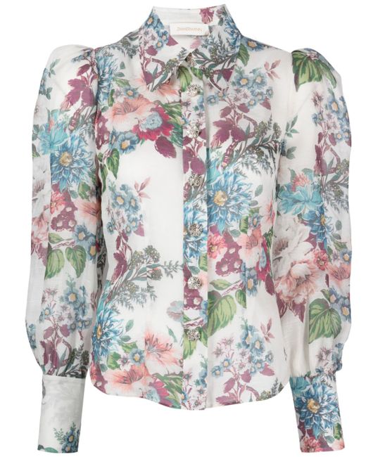 Zimmermann floral-print puff-sleeve shirt