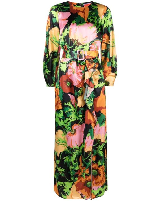 La Double J. floral-print belted dress