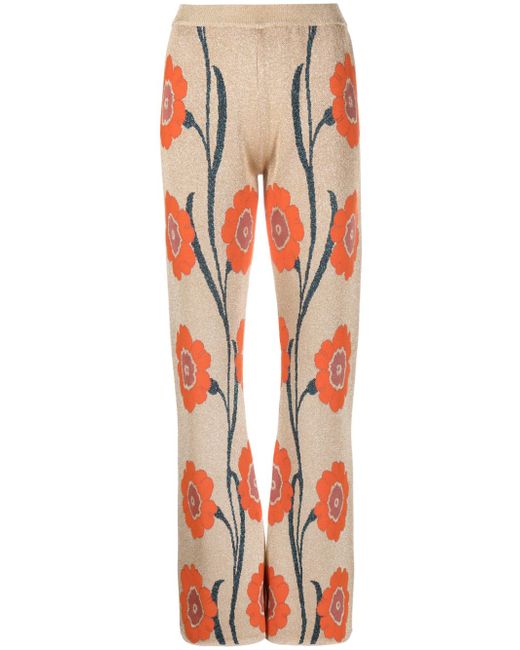 La Double J. floral-jacquard straight-leg trousers