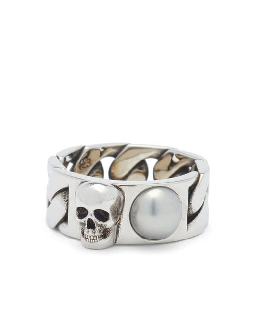 Alexander McQueen skull-appliqué chain ring