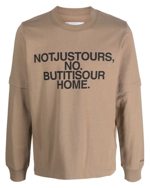 Sacai slogan-print layered sweatshirt