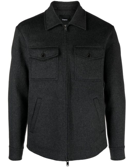 Theory zipped wool-blend shirt jacket