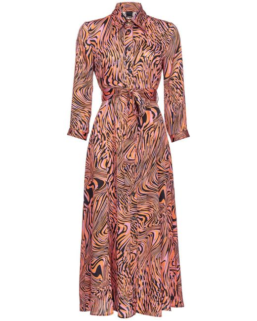 Pinko abstract-print belted dress