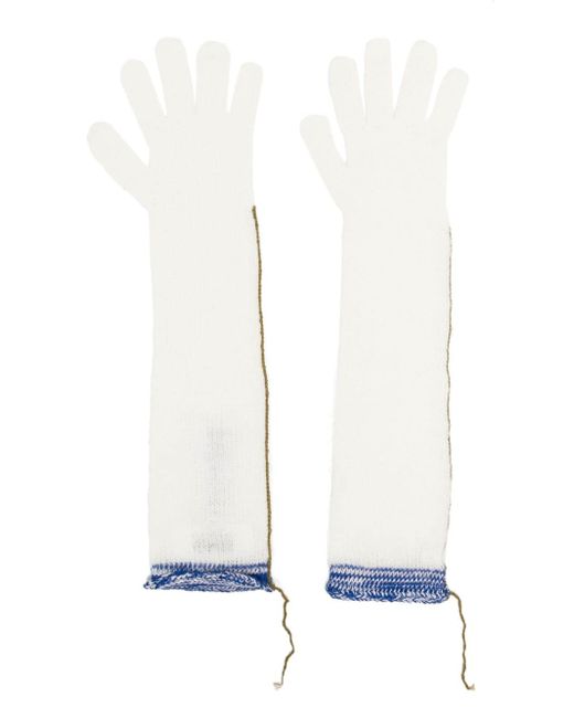 Mm6 Maison Margiela contrast-stitch open-knit gloves