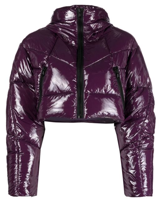 Canadian Club glossy-effect cropped puffer jacket