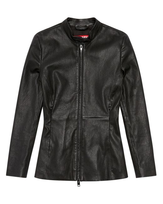 Diesel logo-patch leather jacket