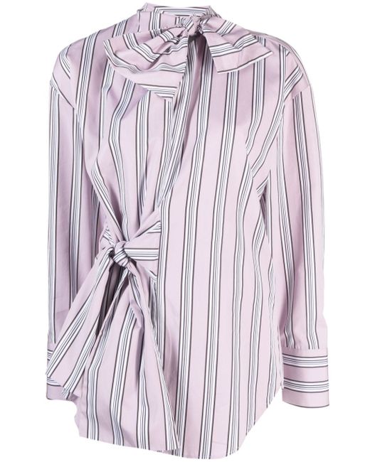Msgm bow-detail striped shirt