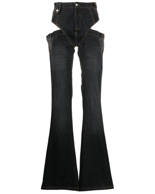 EGONlab. cut-out detailing cotton wide-leg jeans