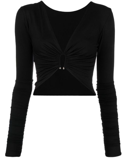 Concepto long-sleeve ruched crop top