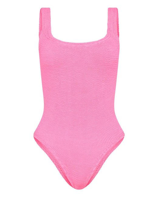 Hunza G ruched scoop-back swimsuit
