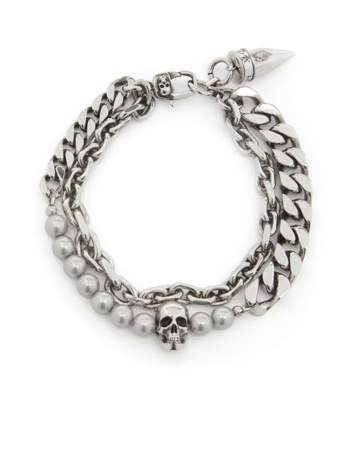 Alexander McQueen skull-charm layered chain bracelet