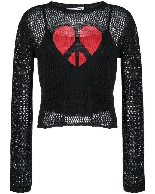 Moschino Jeans heart-motif pointelle-knit jumper