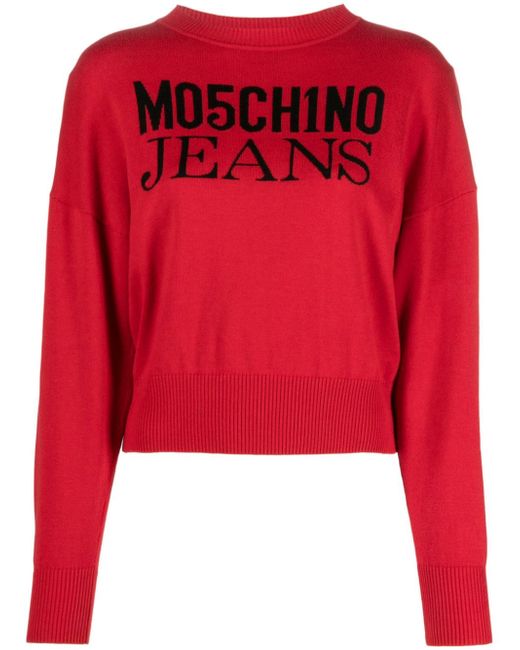 Moschino Jeans logo intarsia-knit jumper