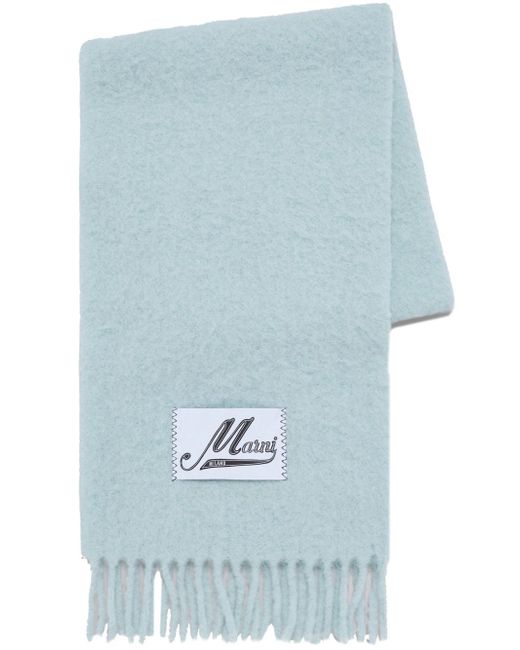 Marni logo-patch knitted scarf