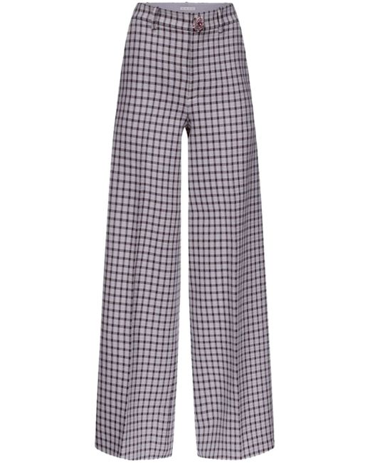 Area checked wide-leg trousers