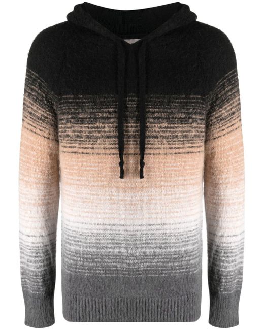 Laneus gradient-effect knitted hoodie