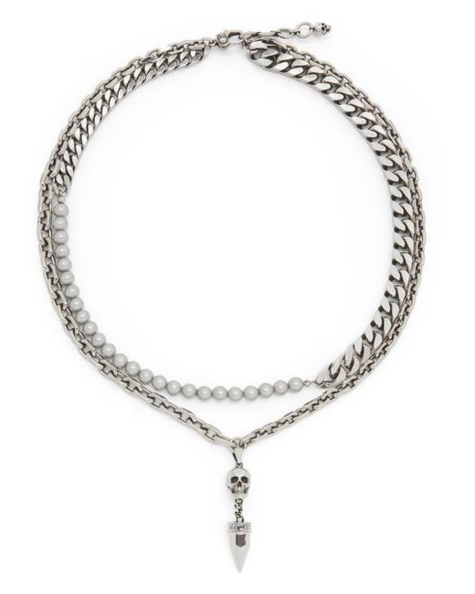 Alexander McQueen skull-pendant layered necklace