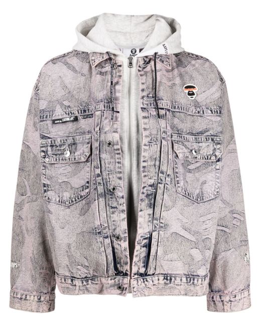Aape By *A Bathing Ape® double-layer hooded denim jacket