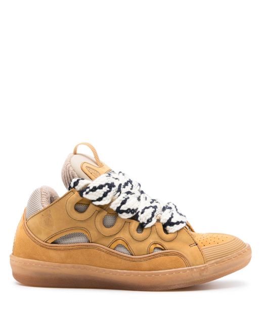 Lanvin Curb panelled suede sneakers