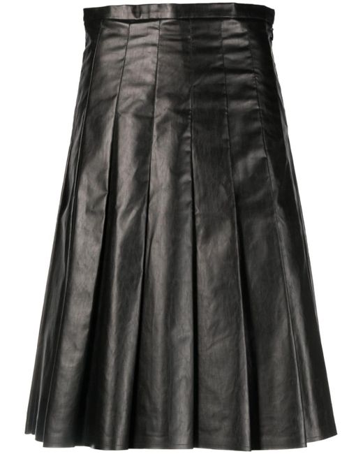 Kassl Editions pleated faux-leather midi skirt
