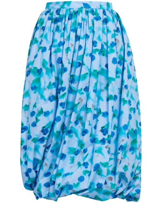Marni floral-print peplum midi skirt