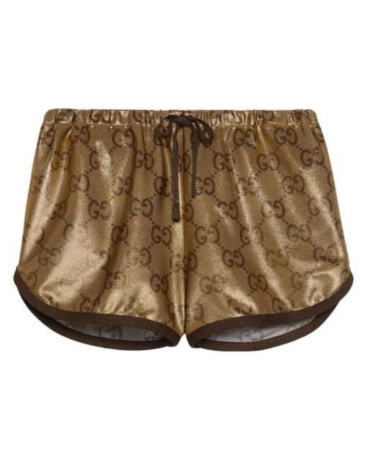 Gucci metallic monogram drawstring shorts