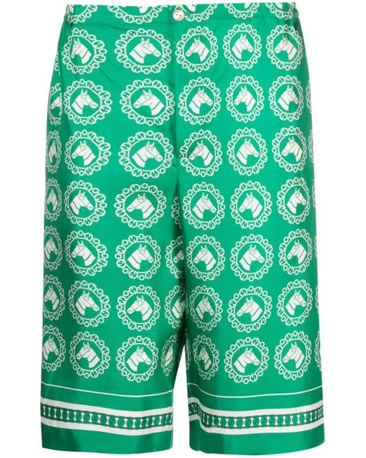 Gucci horse-graphic print silk shorts