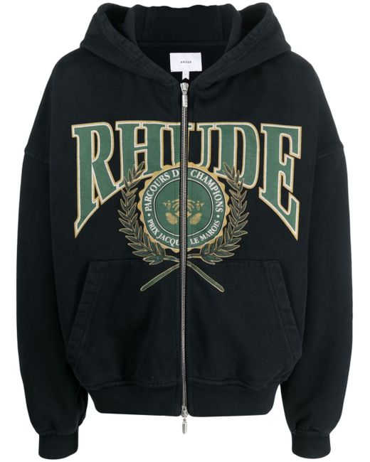 Rhude logo-print zip-up hoodie