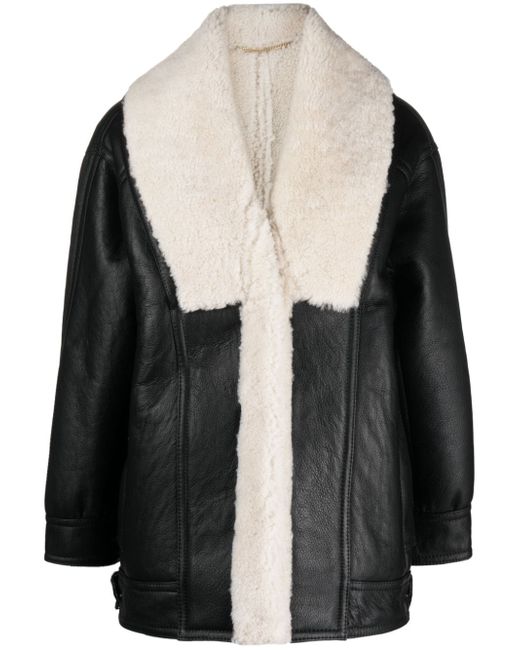 Victoria Beckham shearling-lined leather coat
