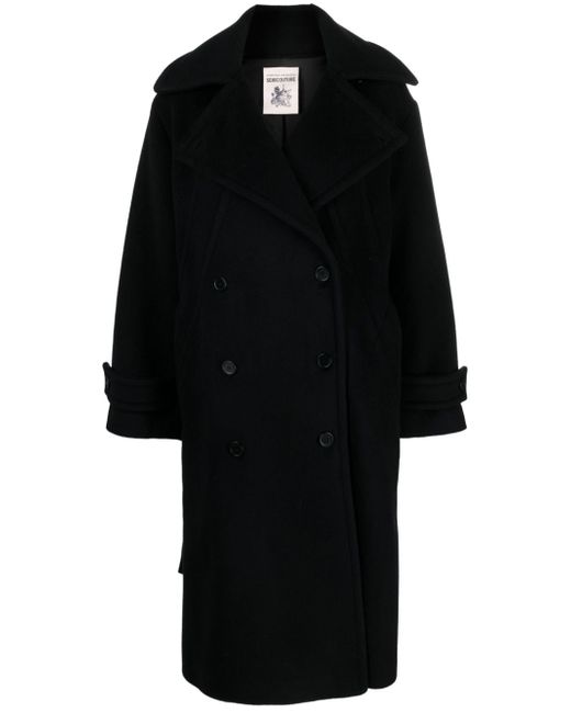 Semicouture double-breasted virgin wool-blend coat