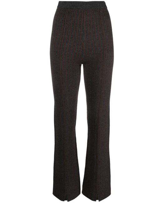 Claudie Pierlot striped high-waist straight-leg trousers