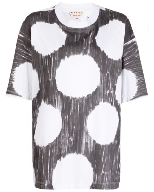 Marni painterly polka dot-print cotton T-shirt