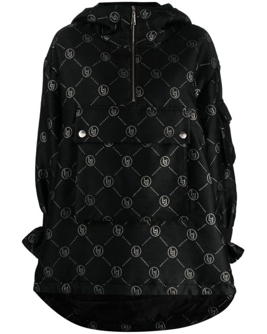 Liu •Jo logo-jacquard zip-up hooded jacket