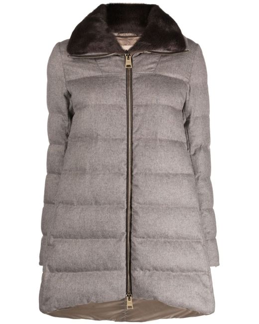 Herno faux-fur collar quilted padded coat