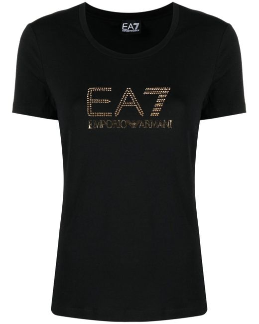 Ea7 rhinestone-embellished logo T-shirt