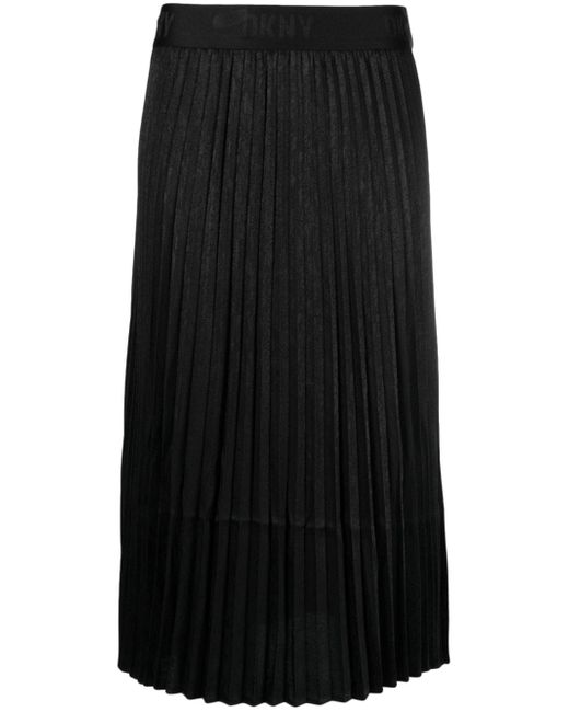 Dkny patterned-jacquard pleated midi skirt