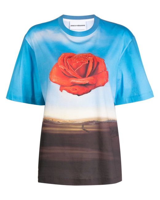 Rabanne Salvador Dali Meditative Rose-print T-shirt